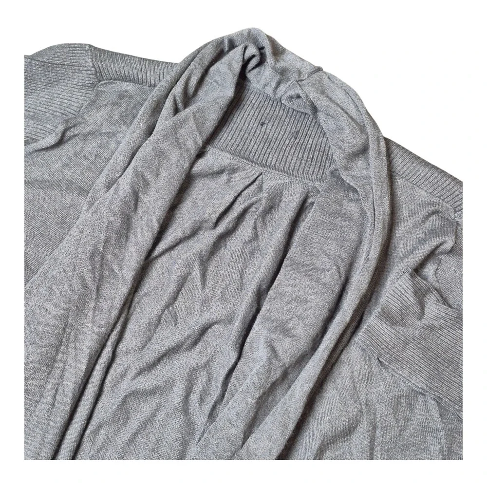 Lululemon Women's Large Gray Open Front Cardigan Lightweight Ribbed Drape‎ Hem